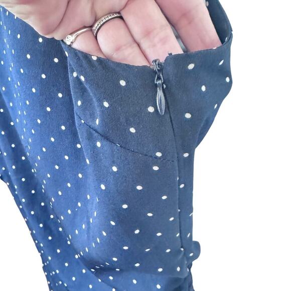 J.O.A. Just One Answer Navy Polkadot Convertible Dress Adjustable Side Ruched S - Picture 7 of 12